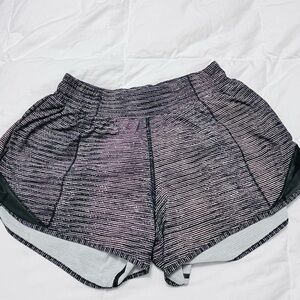 Lululemon Athletica Black and White Striped Athletic Shorts
